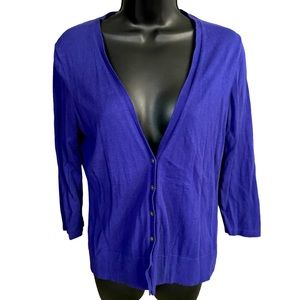 ANN TAYLOR Women’s 3/4th Sleeve Blue Cardigan